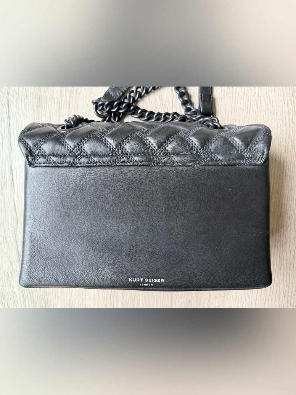 NEW Kurt Geiger Black Leather Handbag w Black Crystal Embellished Bird on Front - Picture 9 of 16